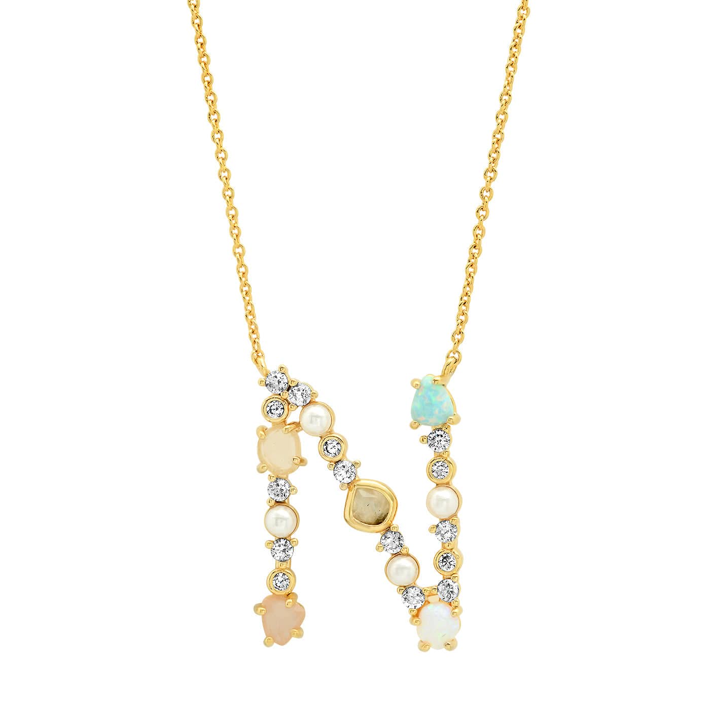 Opal & Pearl Initial Necklace