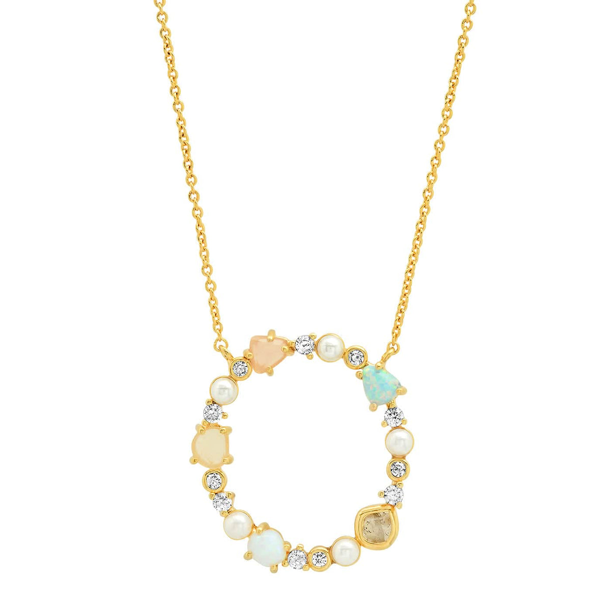 Opal & Pearl Initial Necklace