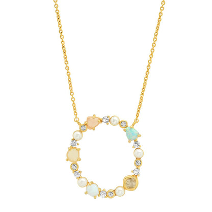 Opal & Pearl Initial Necklace