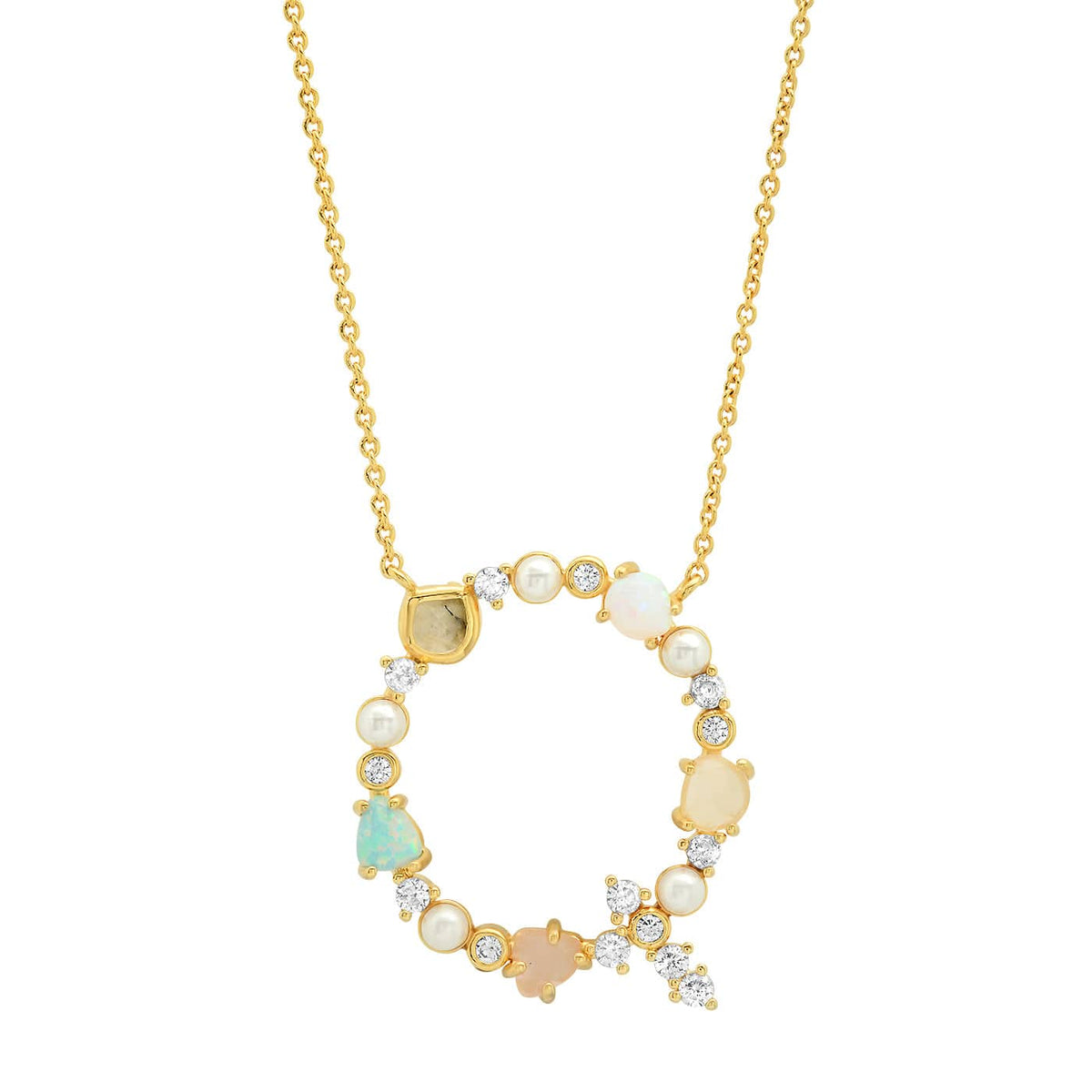 Opal & Pearl Initial Necklace