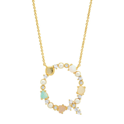 Opal & Pearl Initial Necklace
