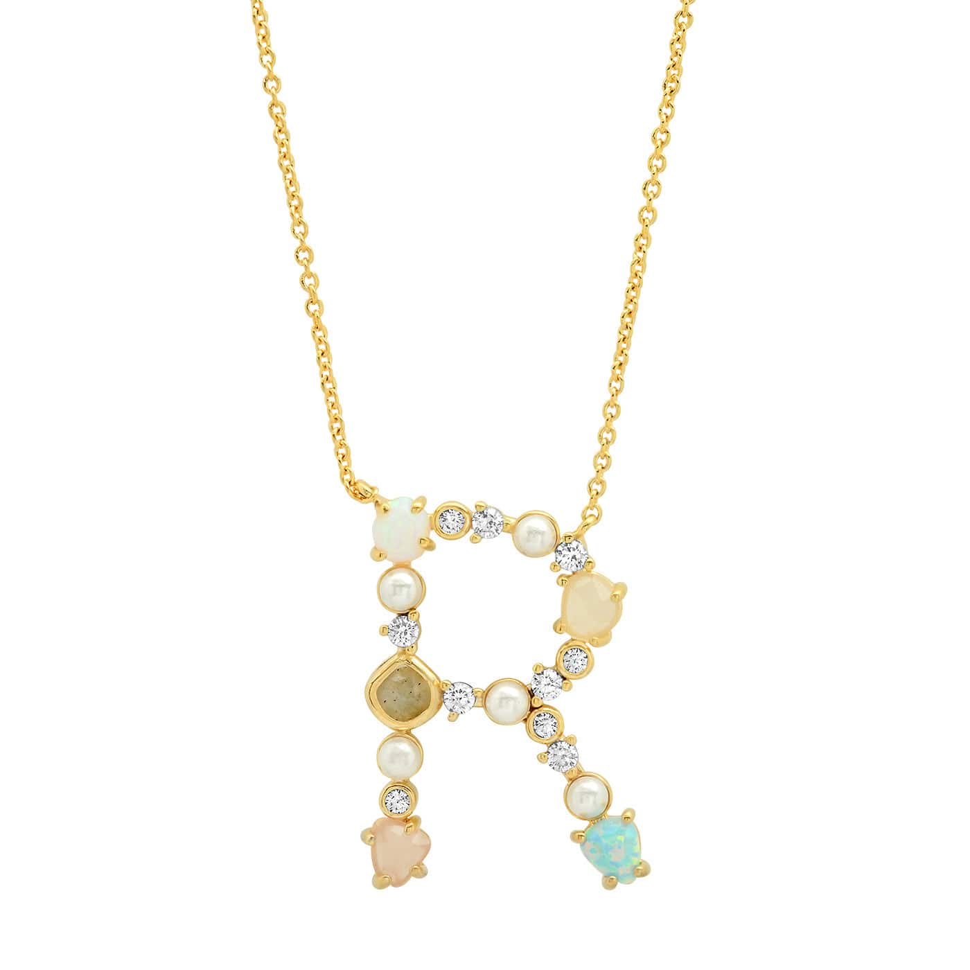 Opal & Pearl Initial Necklace