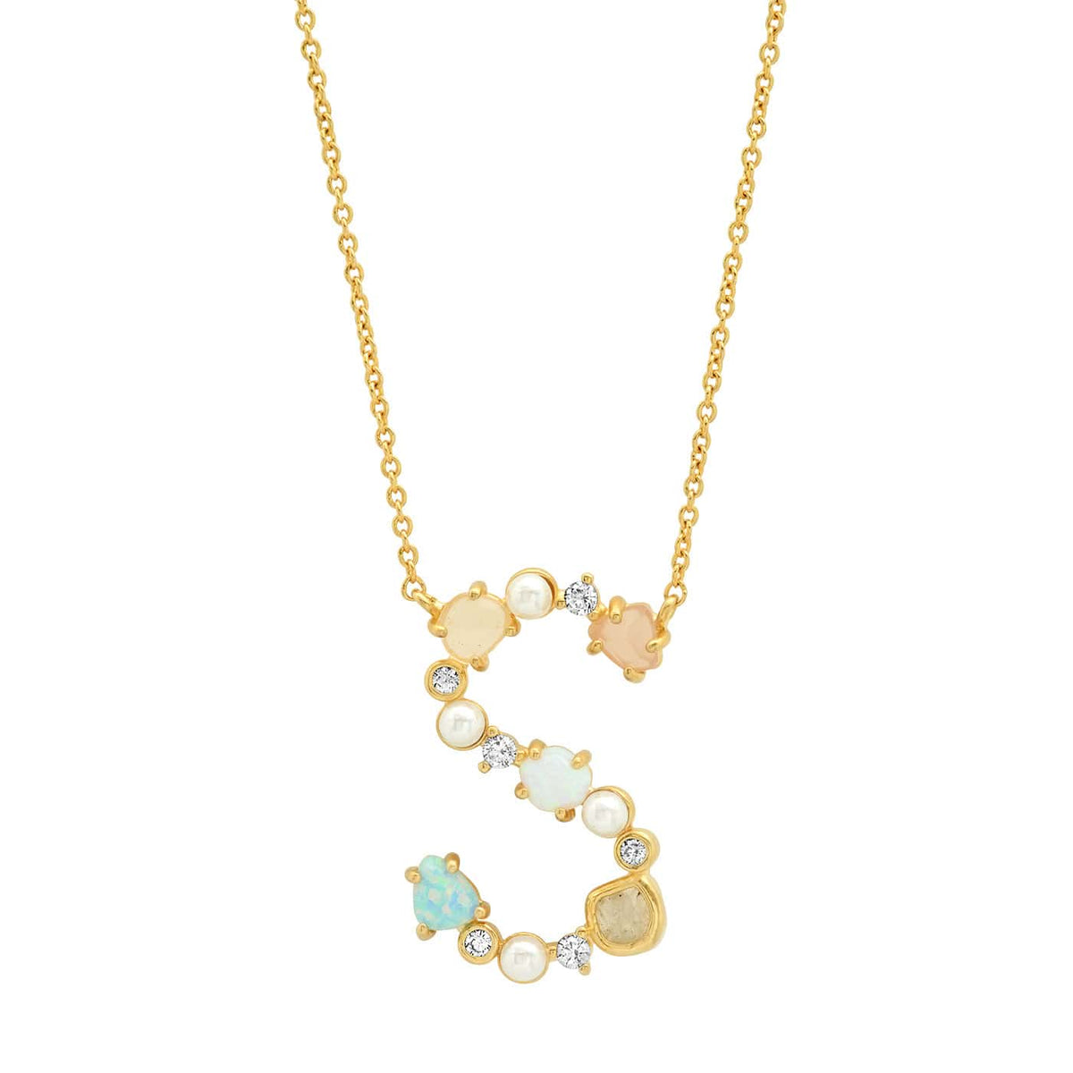 Opal & Pearl Initial Necklace