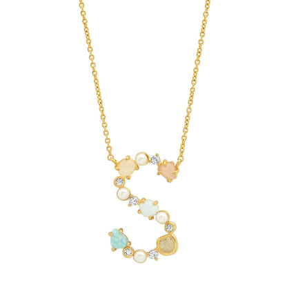 Opal & Pearl Initial Necklace
