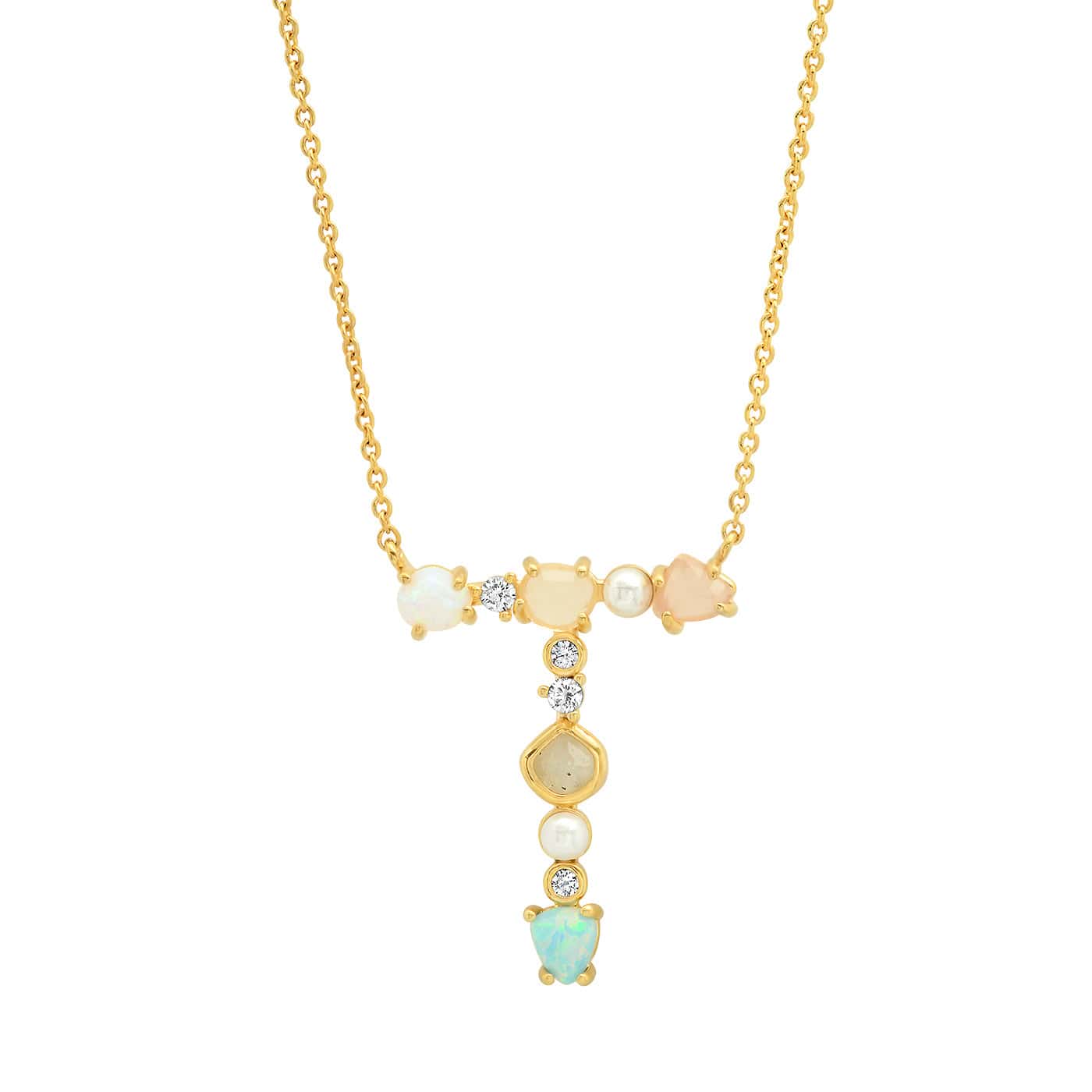 Opal & Pearl Initial Necklace