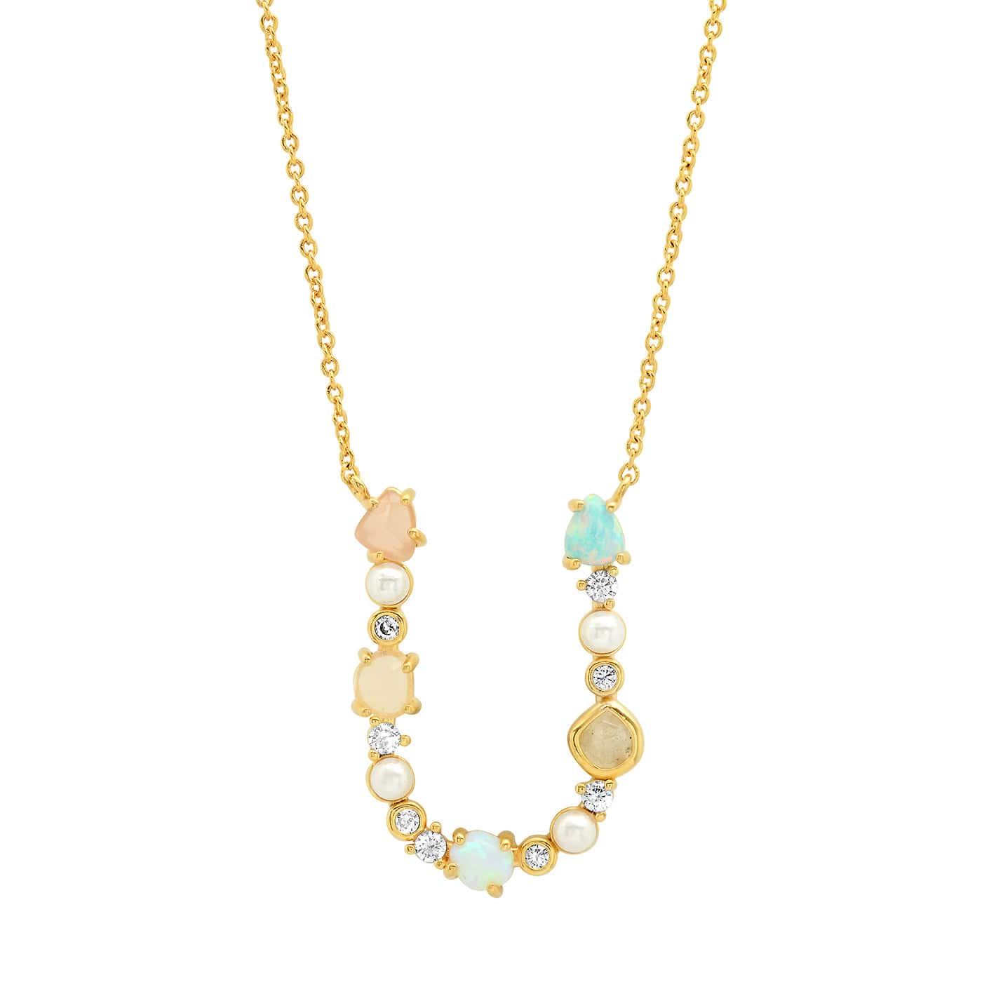 Opal & Pearl Initial Necklace