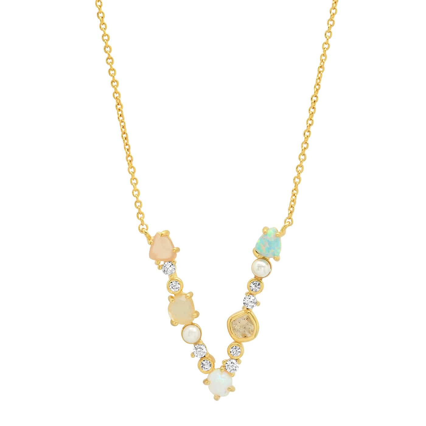 Opal & Pearl Initial Necklace