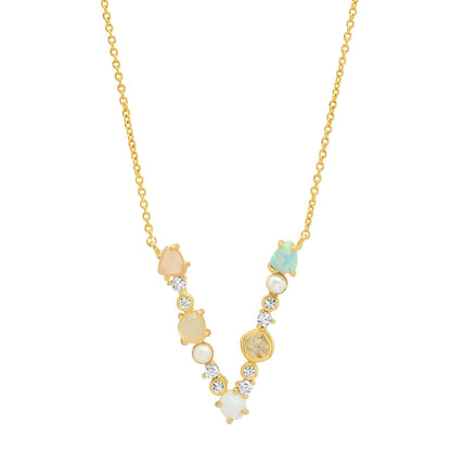 Opal & Pearl Initial Necklace