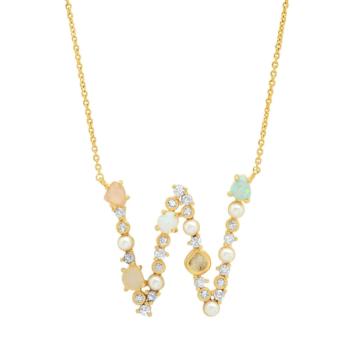 Opal & Pearl Initial Necklace