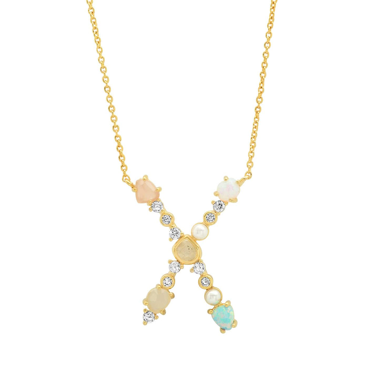 Opal & Pearl Initial Necklace
