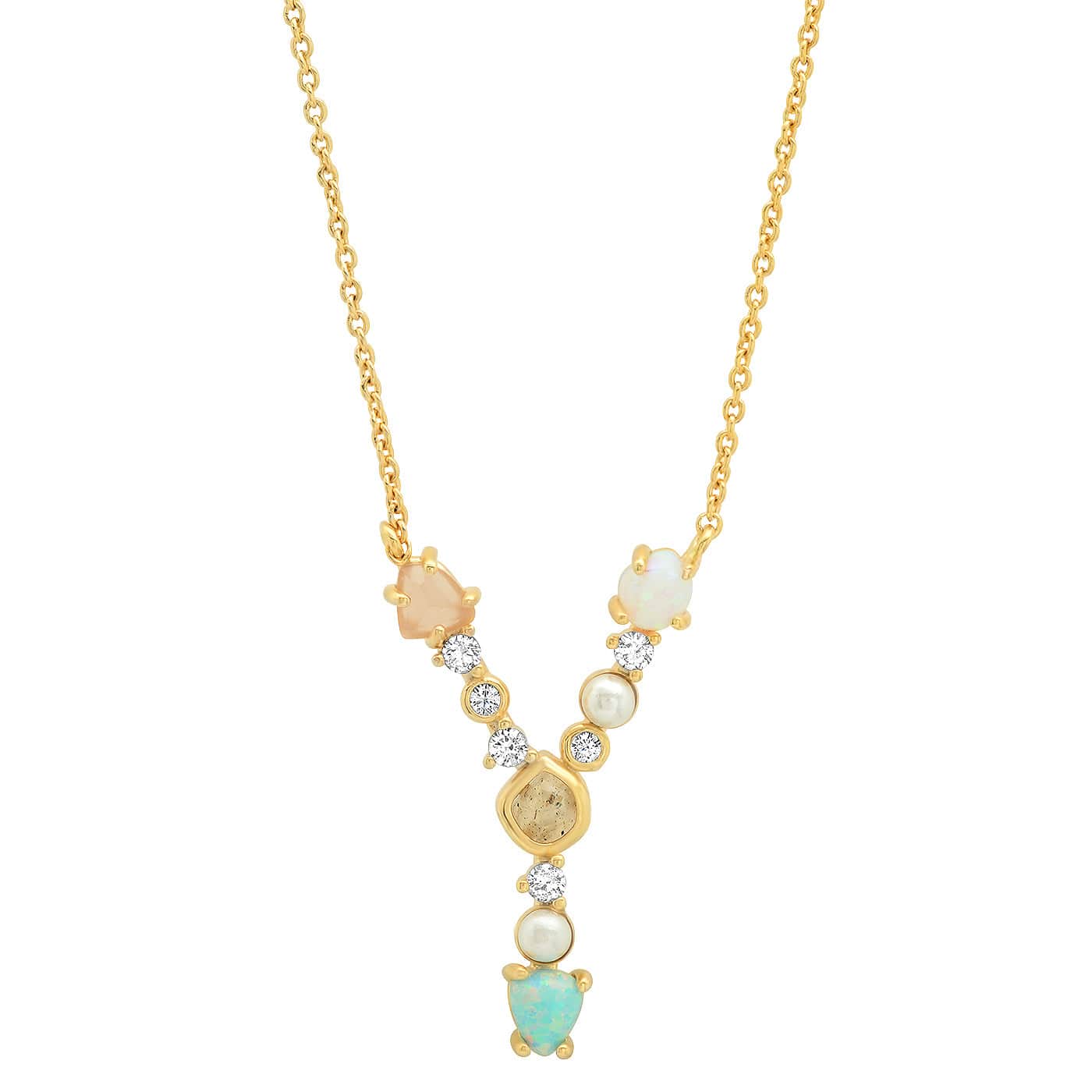 Opal & Pearl Initial Necklace