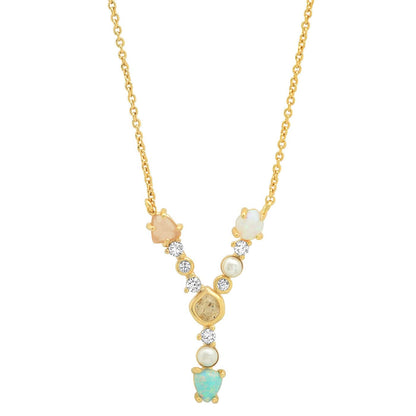 Opal & Pearl Initial Necklace