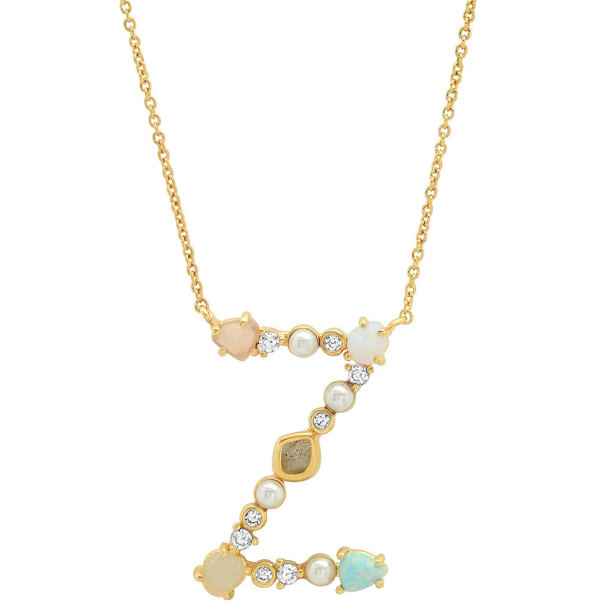 Opal & Pearl Initial Necklace