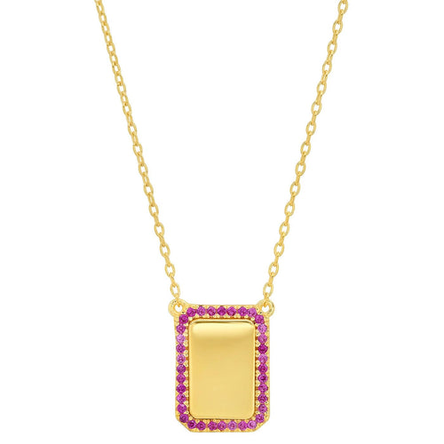 Pink Ruby Pavé Tag Necklace