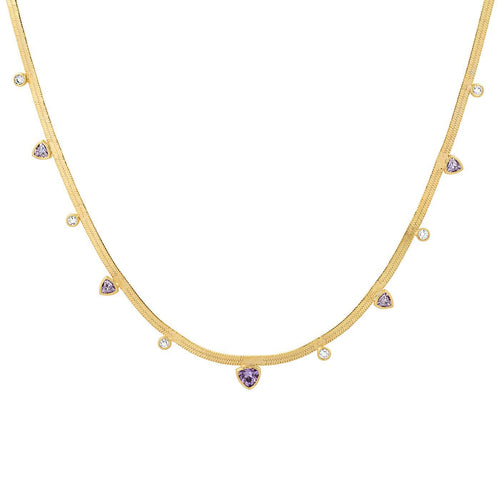 Purple Multi CZ Herringbone Chain