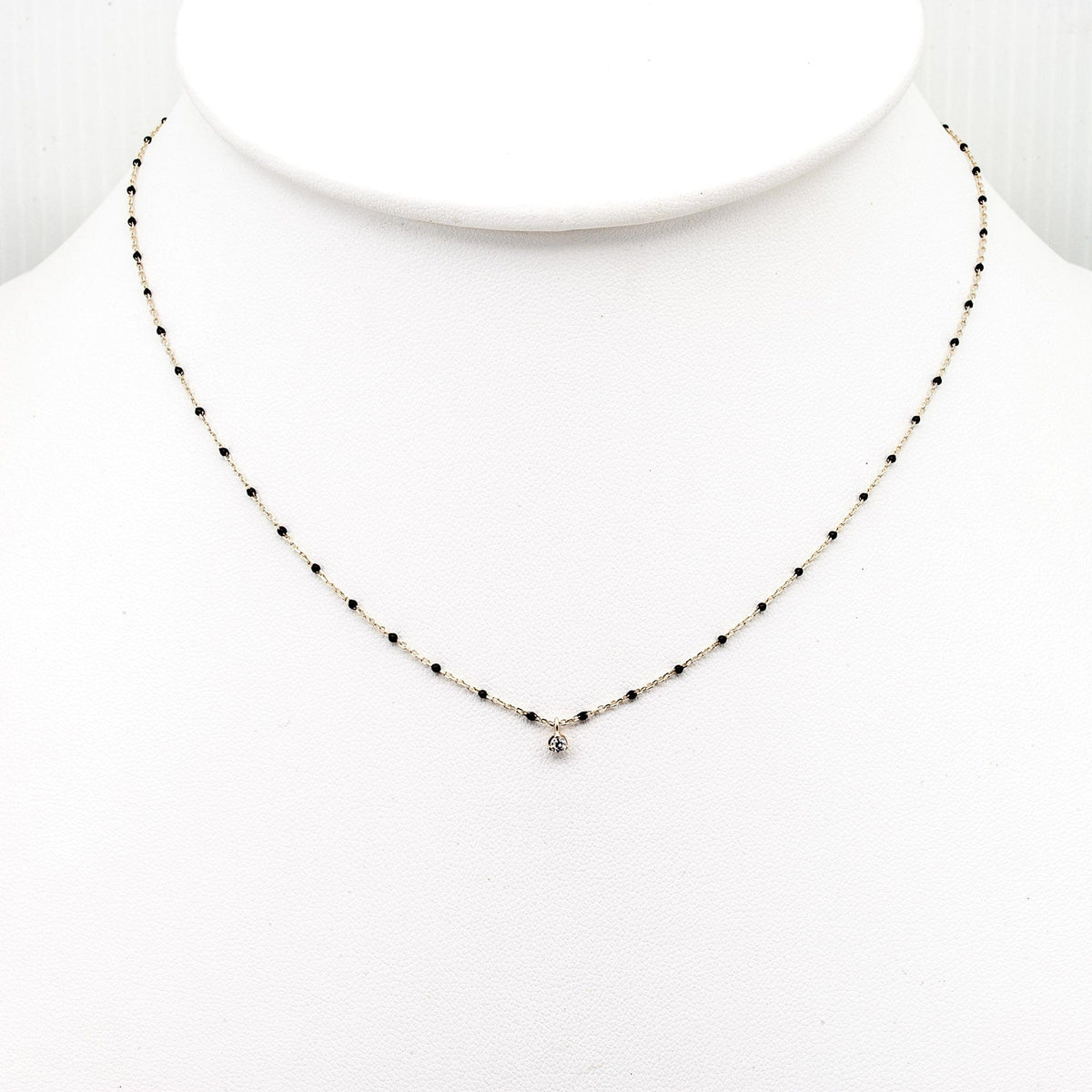 Sterling Silver Enamel Beaded Necklace with CZ