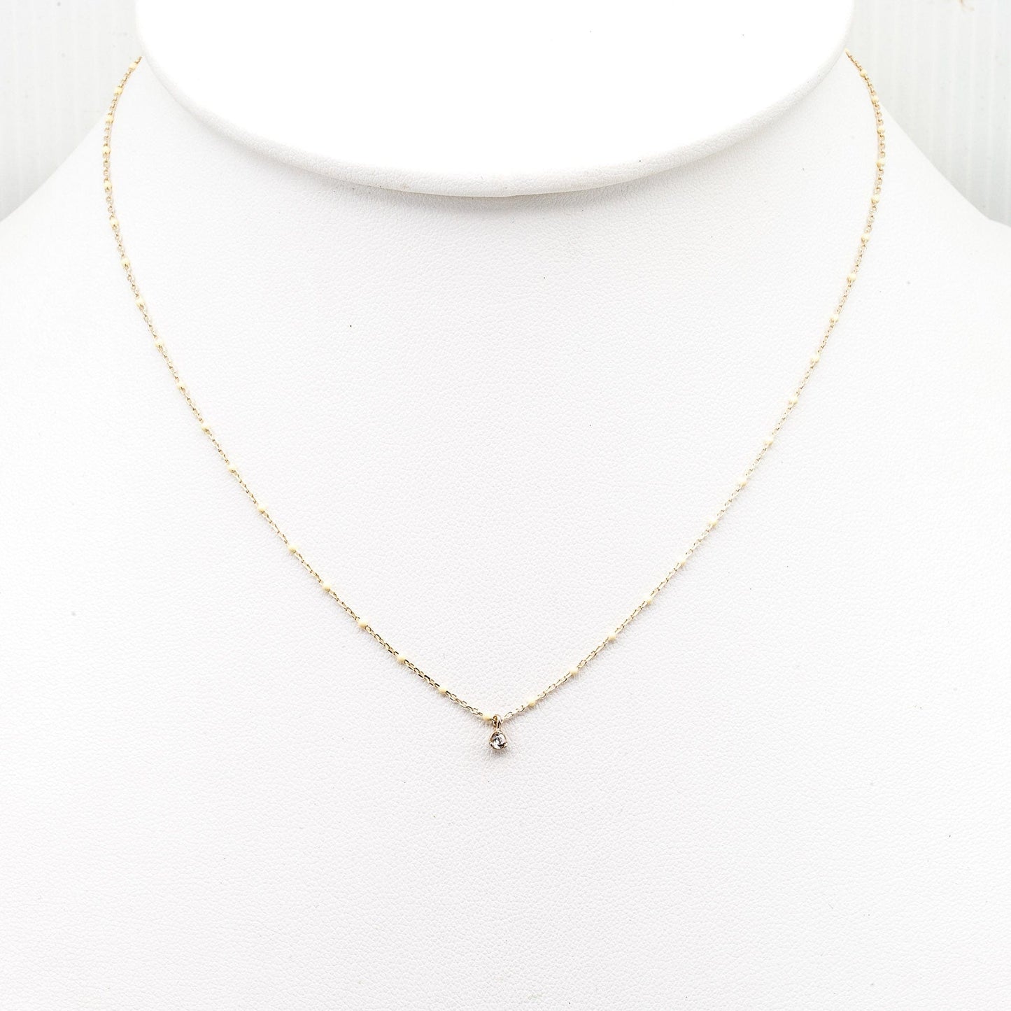 Sterling Silver Enamel Beaded Necklace with CZ