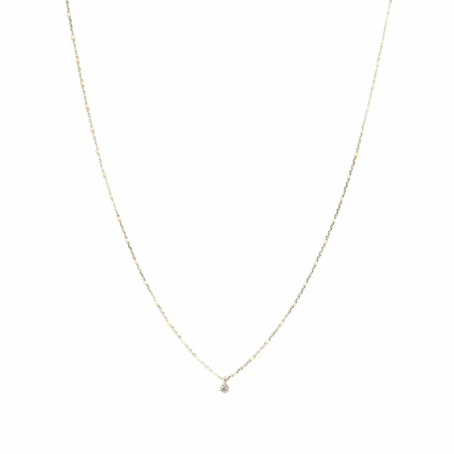 Sterling Silver Enamel Beaded Necklace with CZ