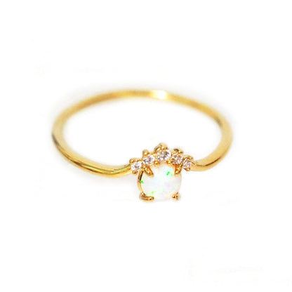 Crowned Opal CZ Ring