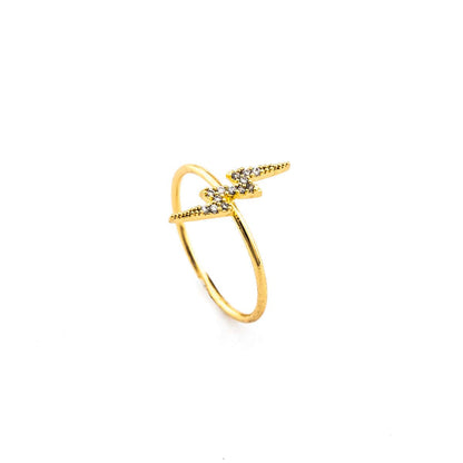 Lightning Bolt CZ Ring