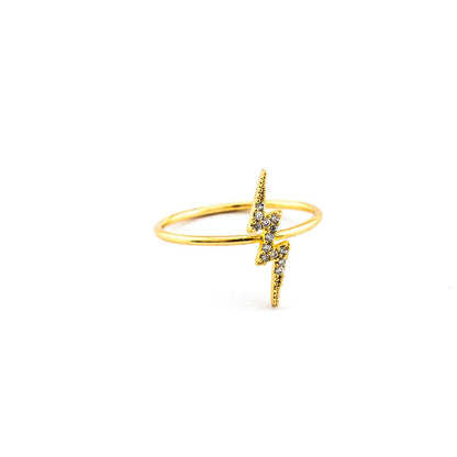 Lightning Bolt CZ Ring