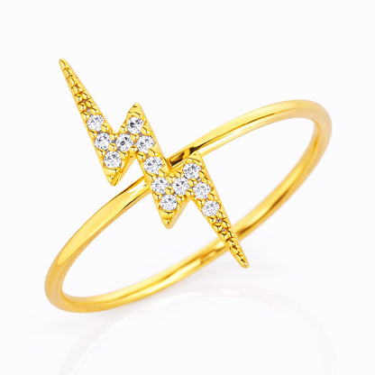 Lightning Bolt CZ Ring