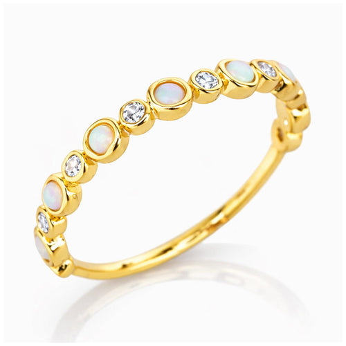 Opal CZ Bezel Ring
