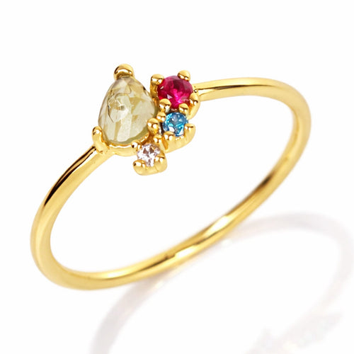 Rainbow Cluster Gemstone Ring
