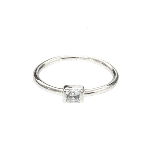 Silver Solitaire CZ Ring