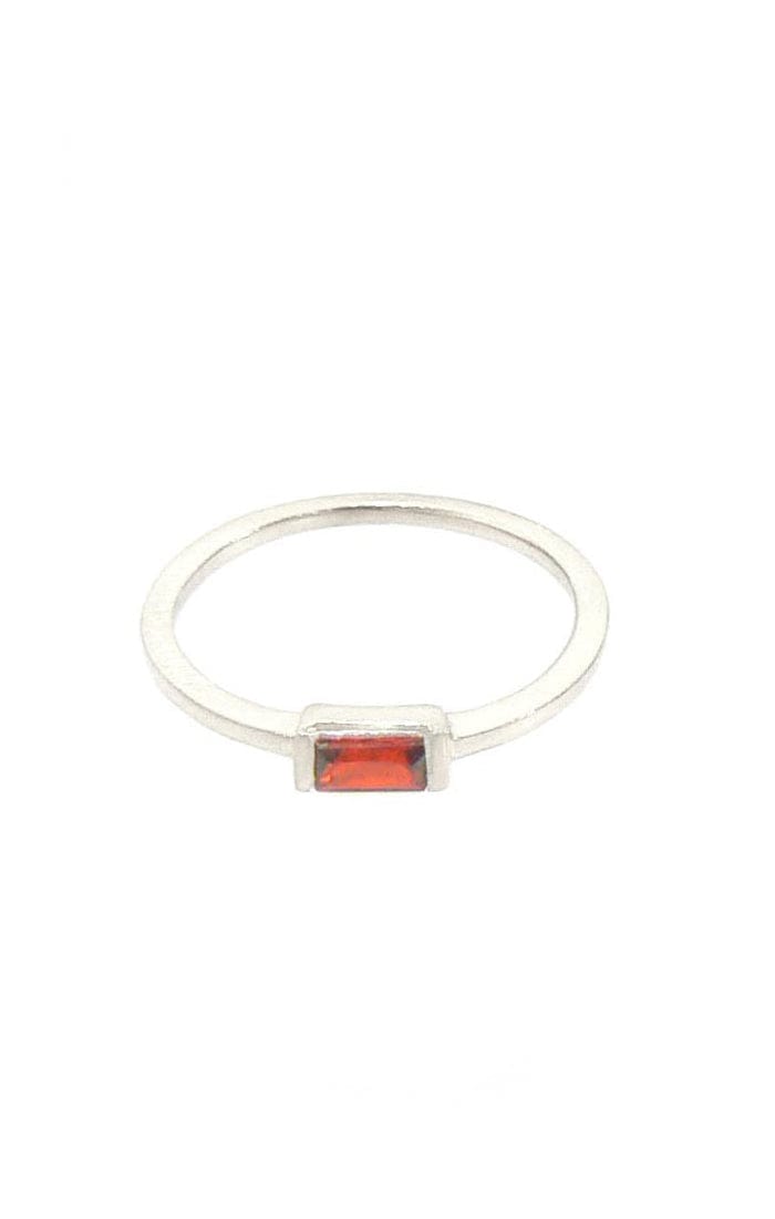 Silver Baguette Charm Ring