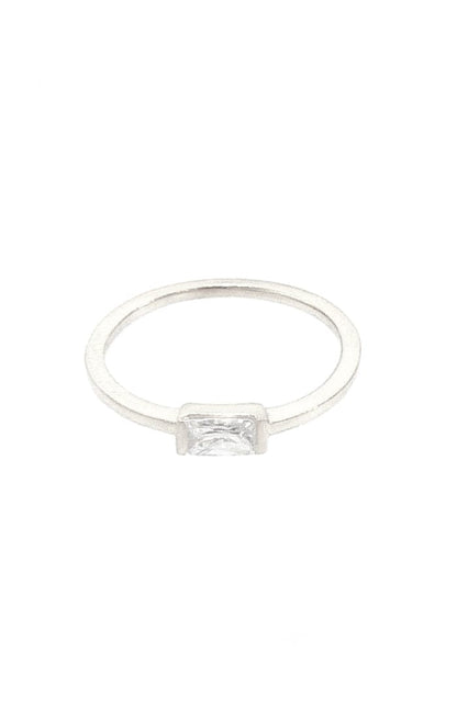 Silver Baguette Charm Ring