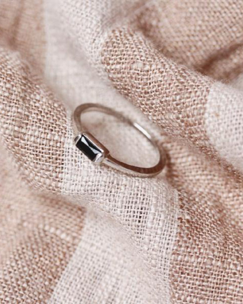 Silver Baguette Charm Ring