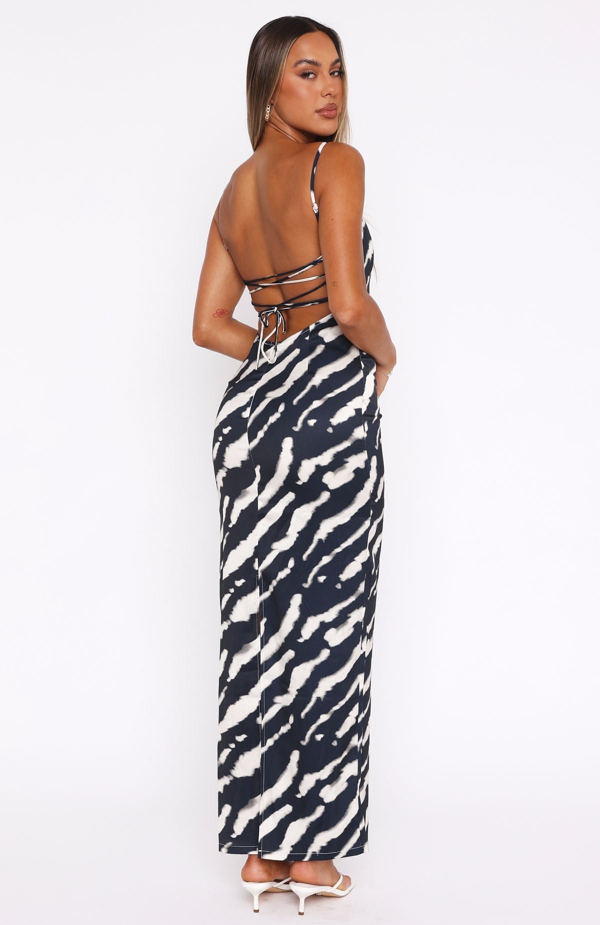 Just A Fan Maxi Dress Black Abstract Stripe