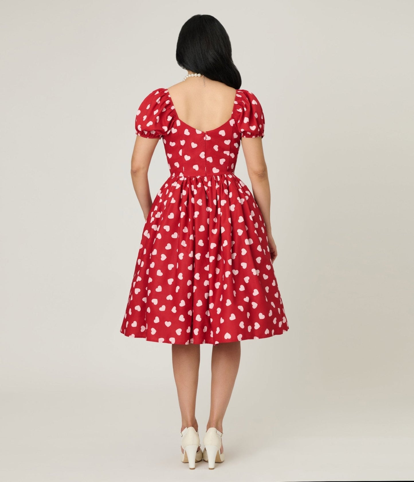 Unique Vintage 1950s Red & Pink Heart Convertible Sweetheart Dress