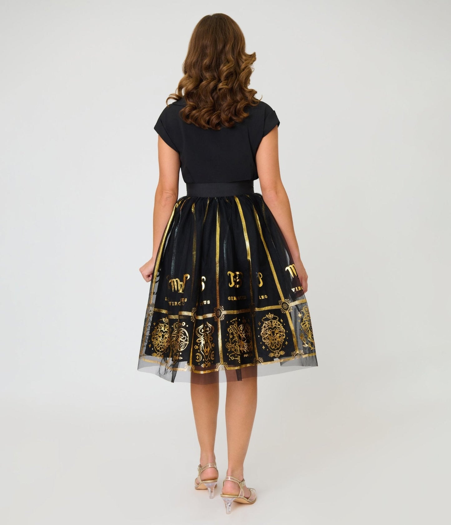 Unique Vintage Black & Gold Zodiac Ballerina Skirt