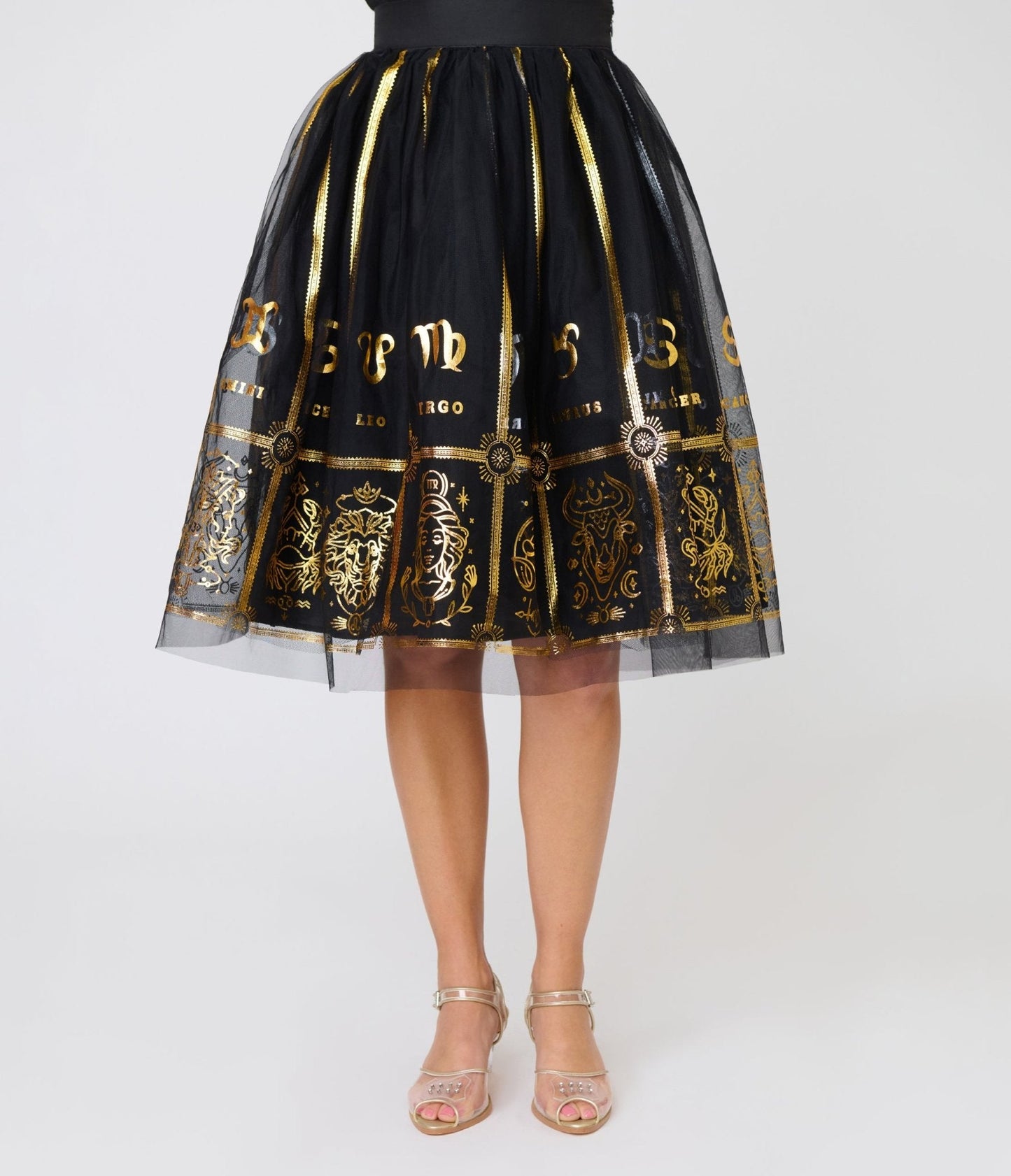 Unique Vintage Black & Gold Zodiac Ballerina Skirt