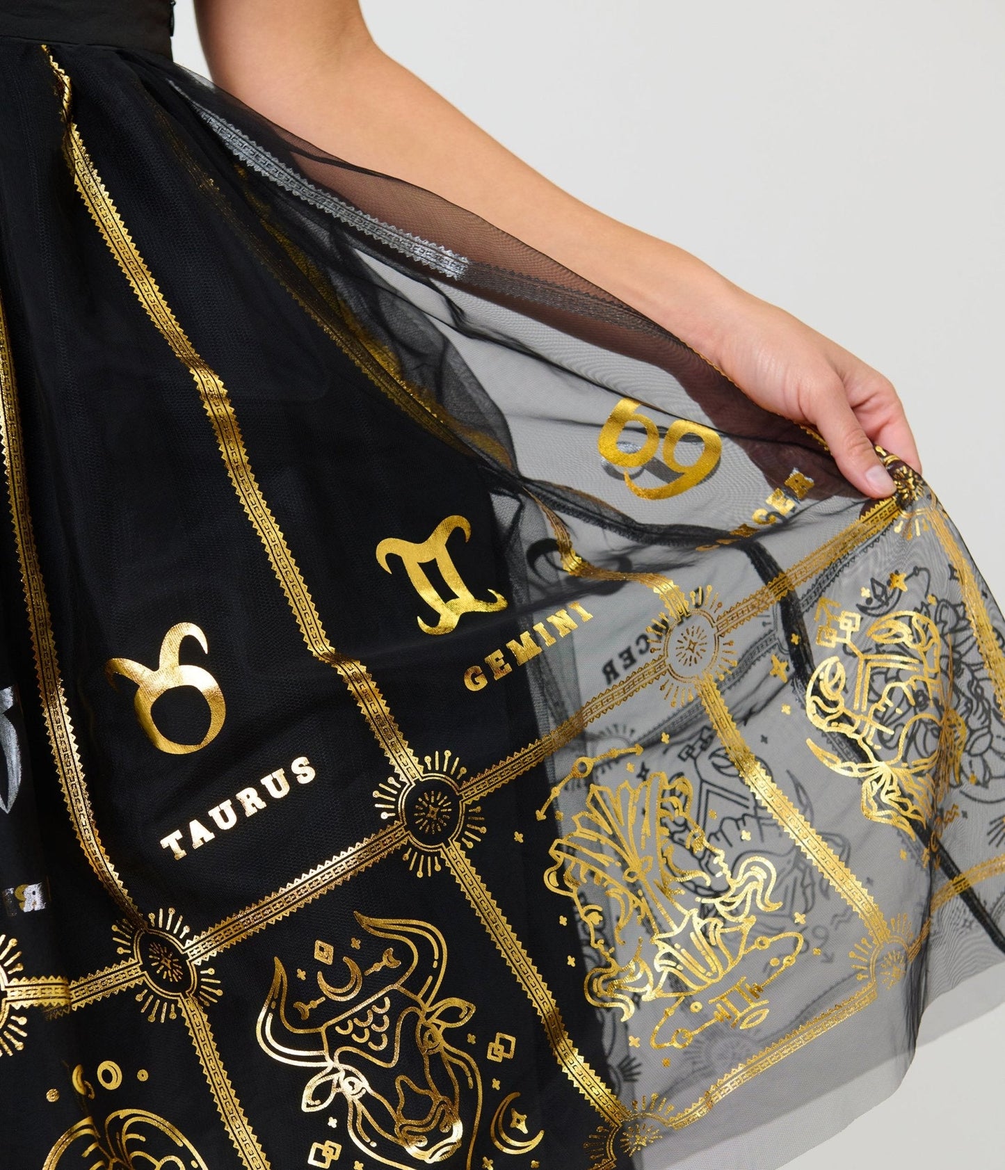 Unique Vintage Black & Gold Zodiac Ballerina Skirt