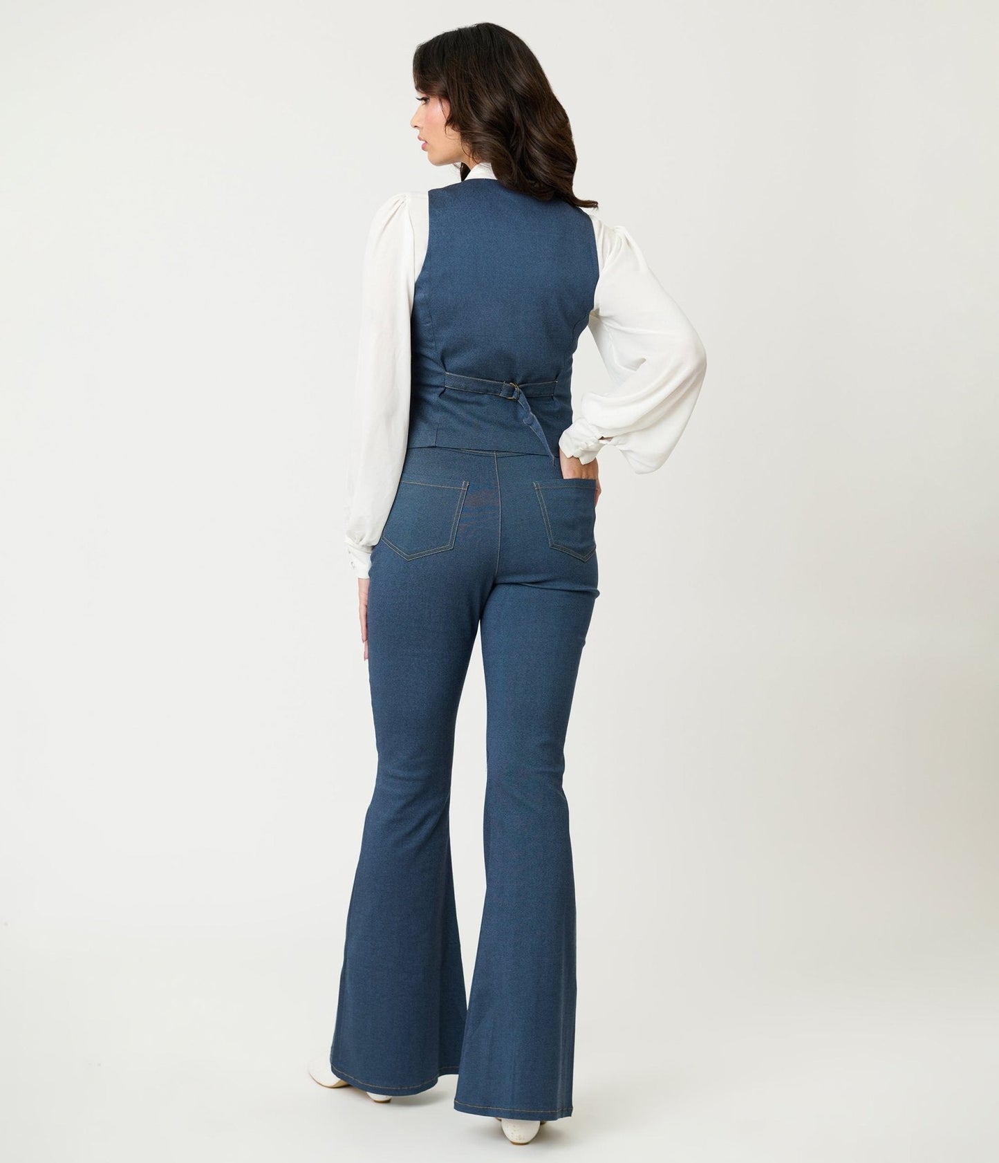 Unique Vintage Denim Strawberry Embroidered Flare Pants