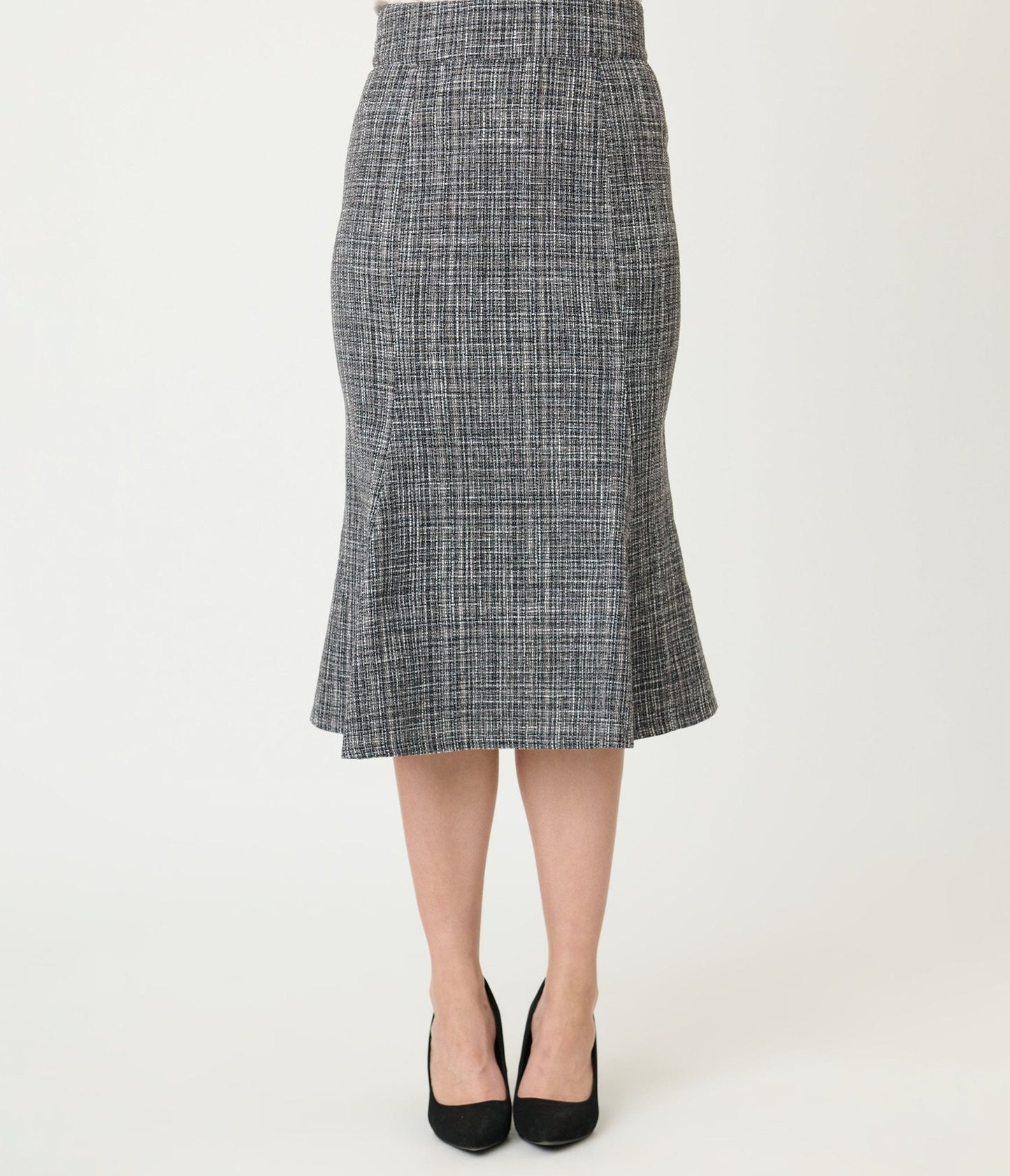 Unique Vintage Grey Tweed Tina Trumpet Skirt