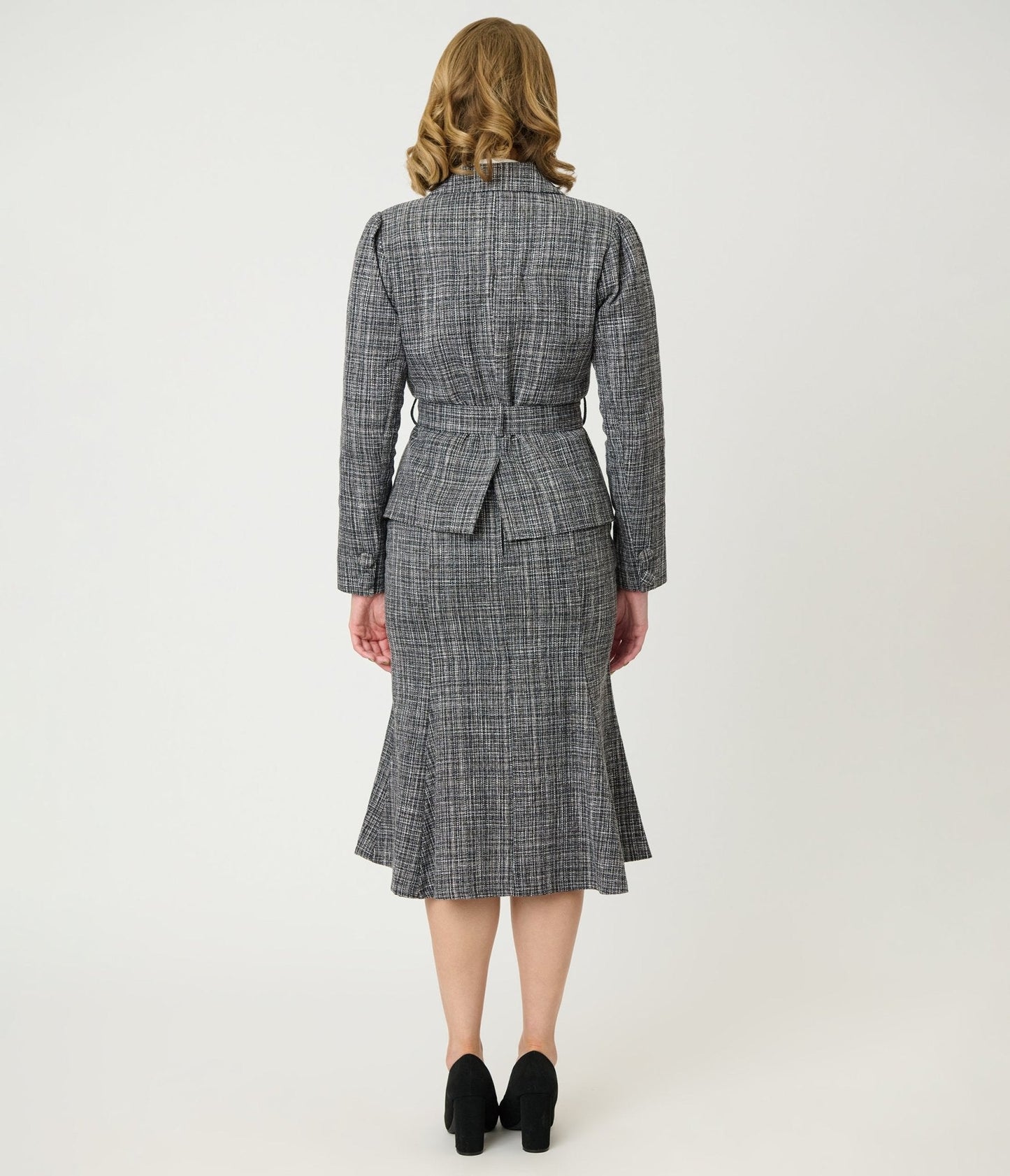 Unique Vintage Grey Tweed Tina Trumpet Skirt