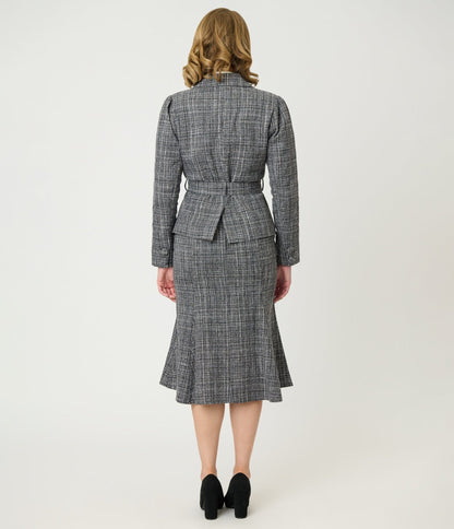 Unique Vintage Grey Tweed Tina Trumpet Skirt