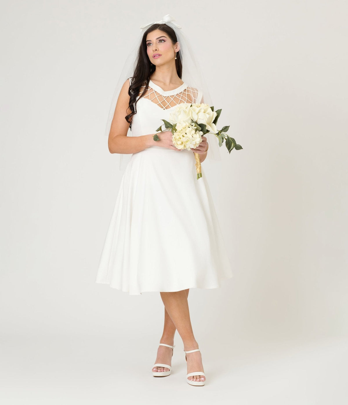 Unique Vintage Ivory Diamond Cable Swing Dress