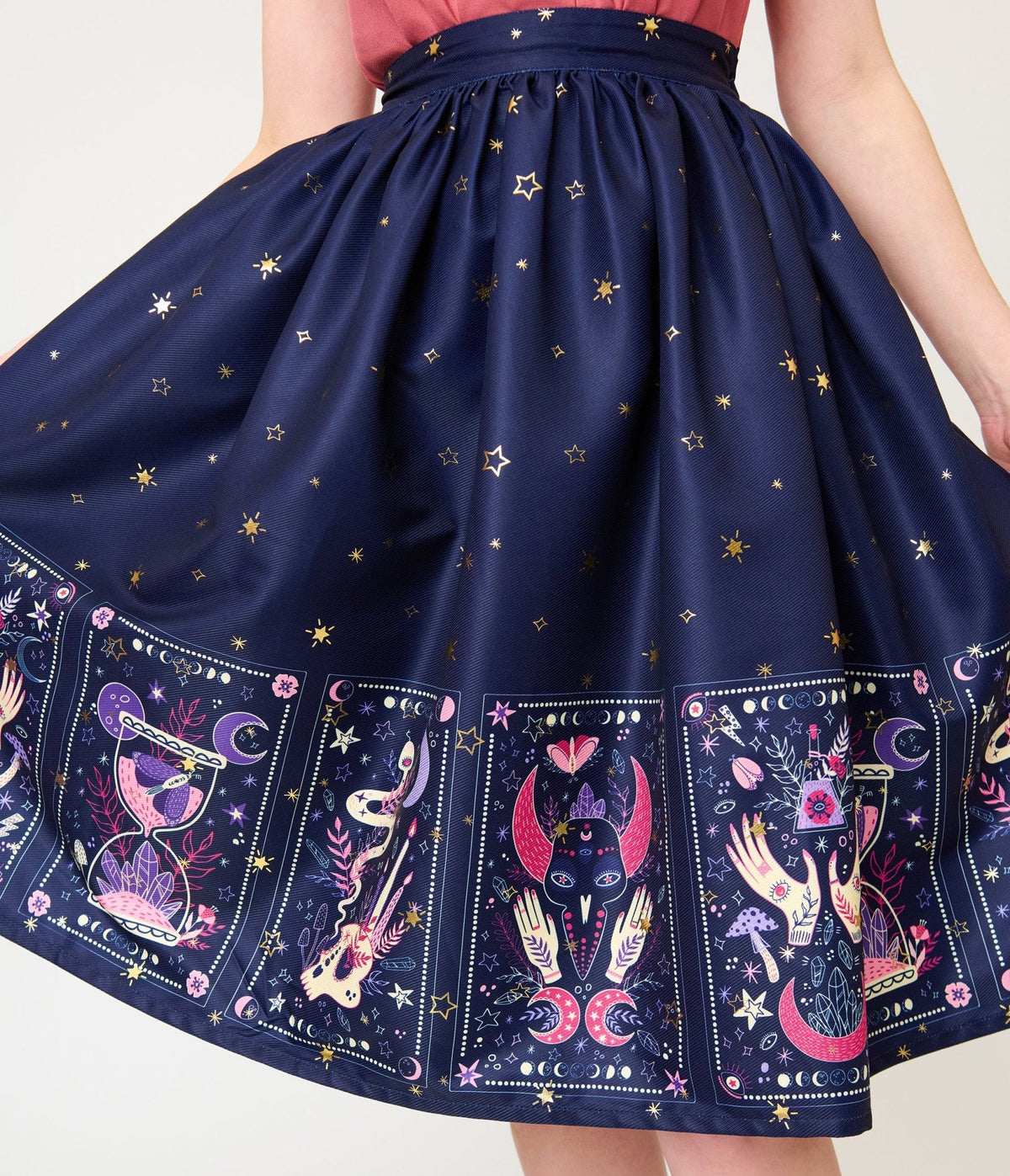 Unique Vintage Navy Tarot Gellar Swing Skirt