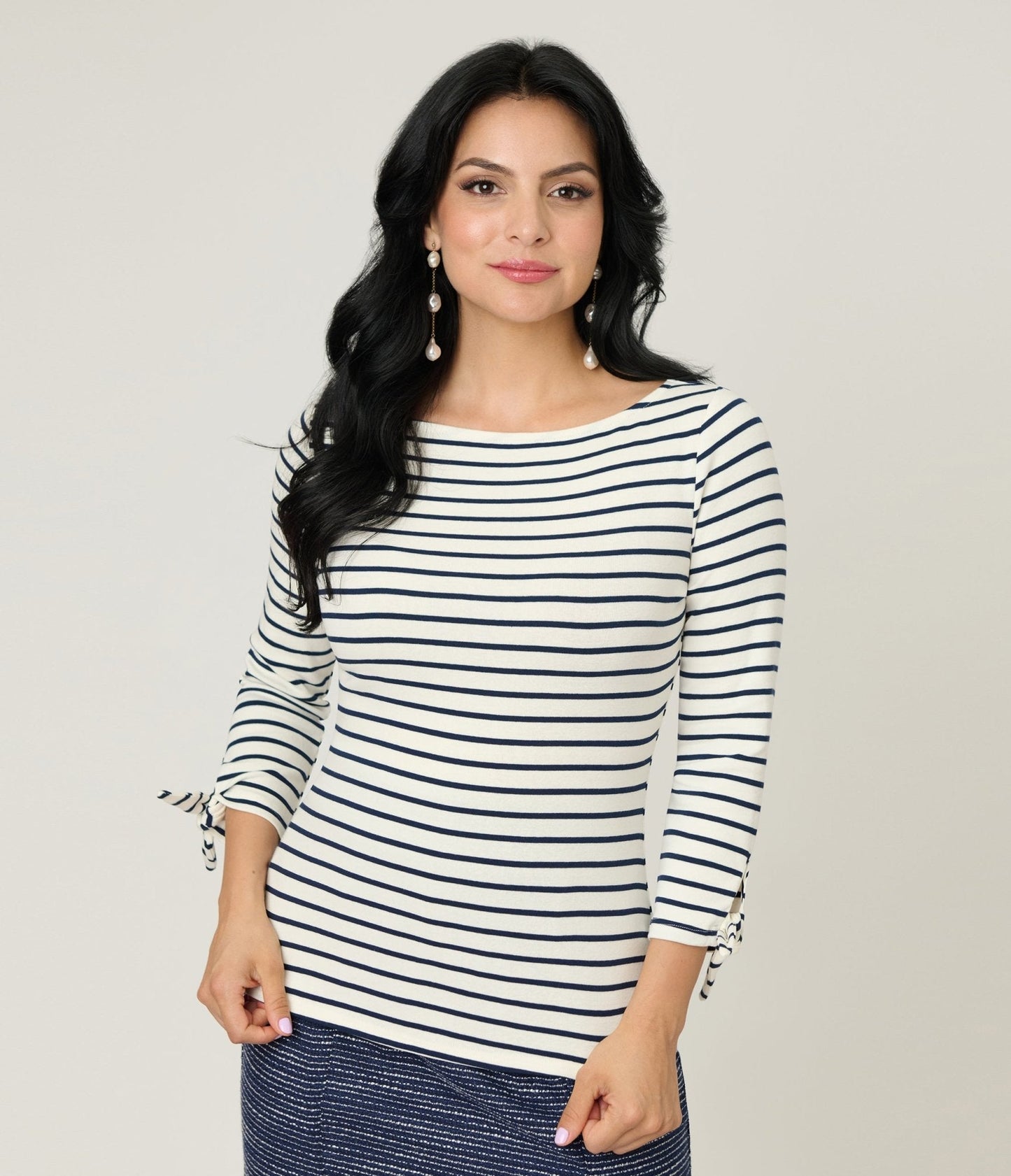 Unique Vintage Navy & White Stripe Gracie Top