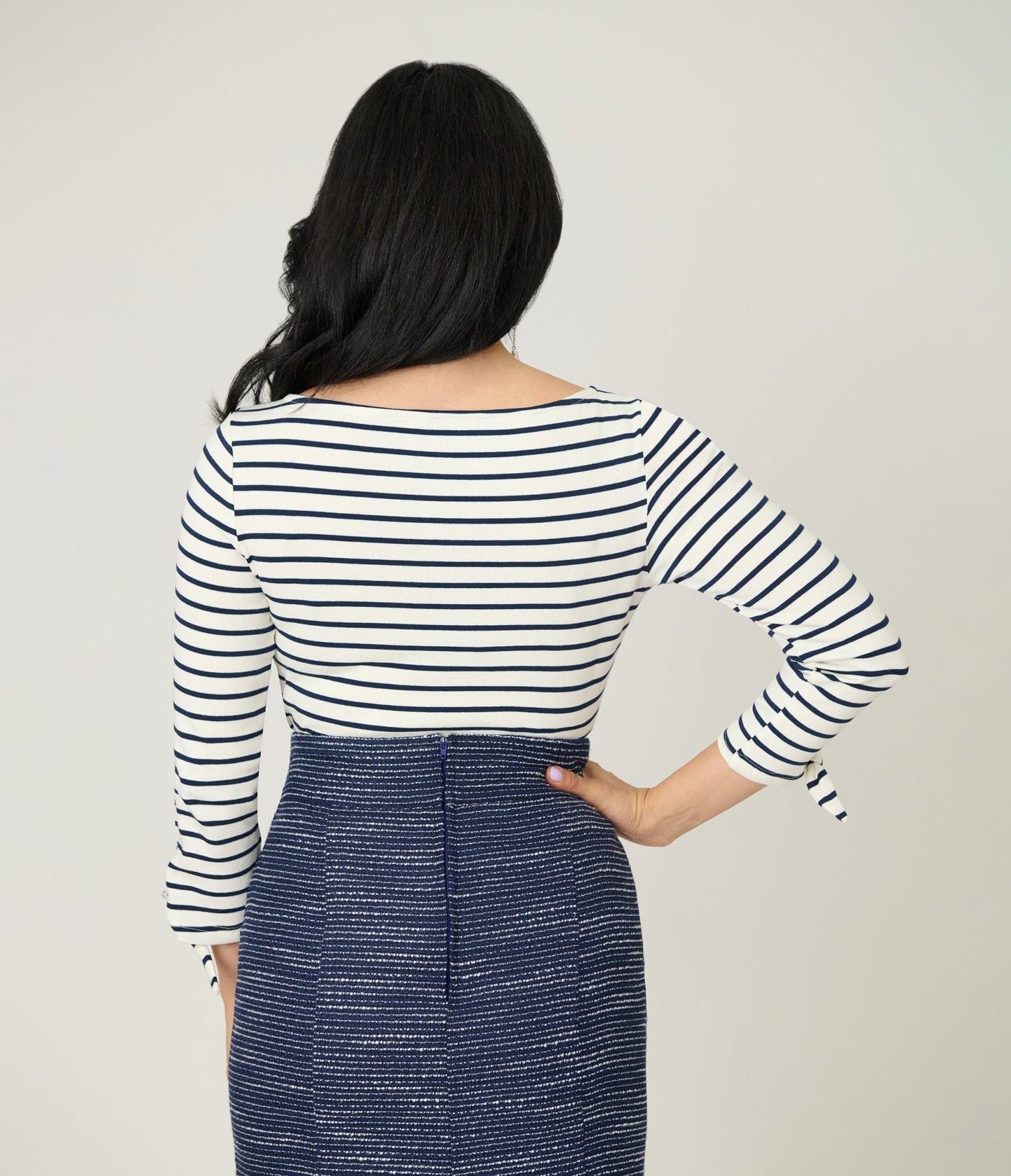 Unique Vintage Navy & White Stripe Gracie Top
