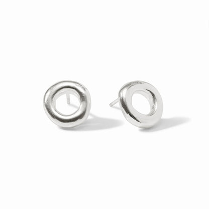 Wave Circle Stud - Silver