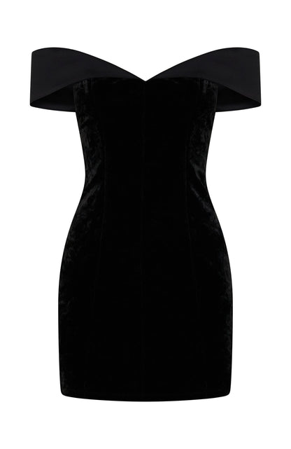 Let's Get Loud Off Shoulder Mini Dress Black