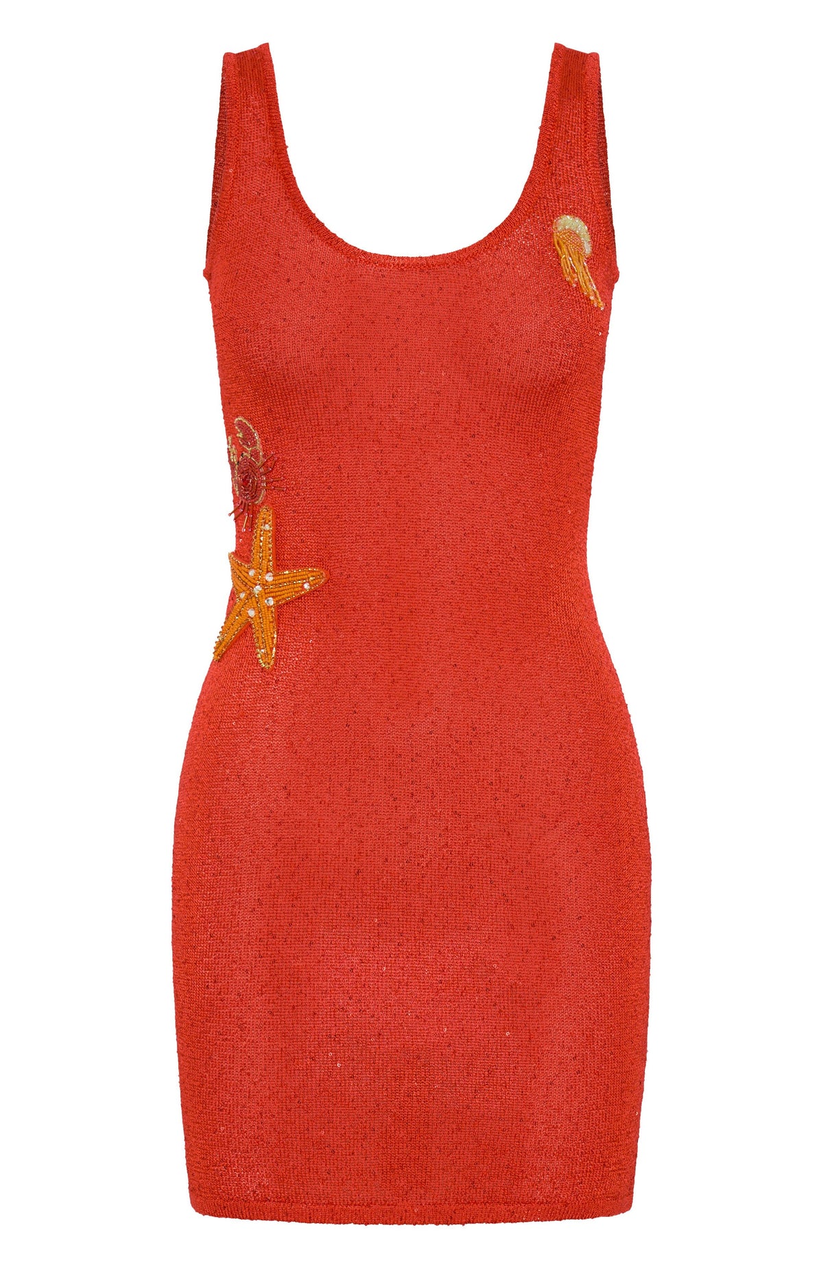 Ocean Vibes Sequin Knit Mini Dress Orange